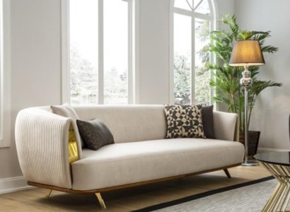 Современный диван на 2 места белого цвета из текстиля "Textil Sitz Design Couch Sofas Stoff"